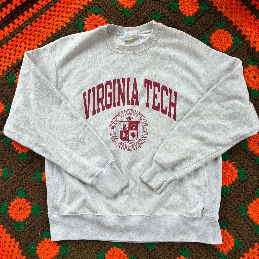 Champion Reverse Weave Virginia Tech Oversized Crewneck Sweatshirt Size Large